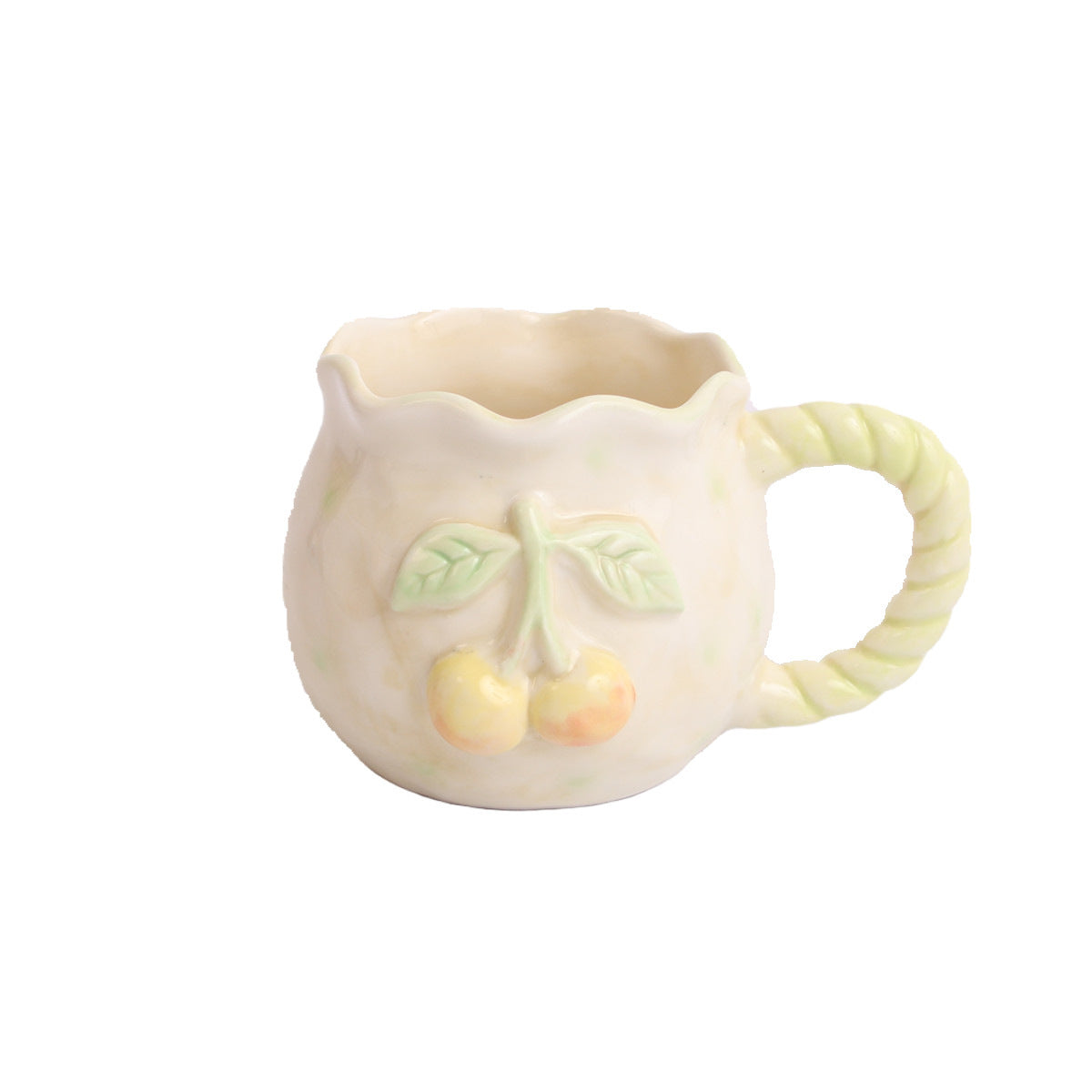 Hand Painted Embossed Flower Ceramic Mug
